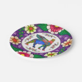 Farbige Lamassu-Blume Papierplatte Pappteller (Schrägansicht)