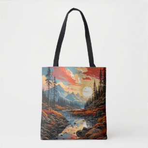 Farbige landschaftliche Herbstlandschaft-Illustrat Tasche