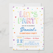 Farbige Lass uns feiern Geburtstag Einladung (Vorderseite)