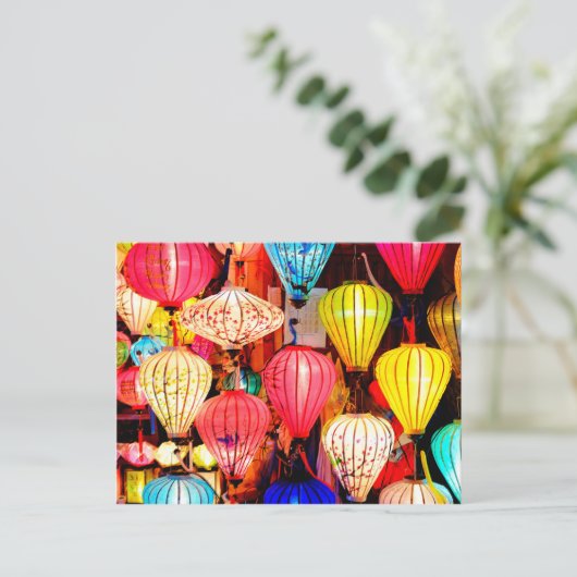 Farbige Laternen Postkarte (Stehend Vorderseite)