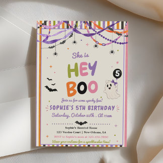 Farbige Launische Hey Boo Halloween Geburtstag Einladung