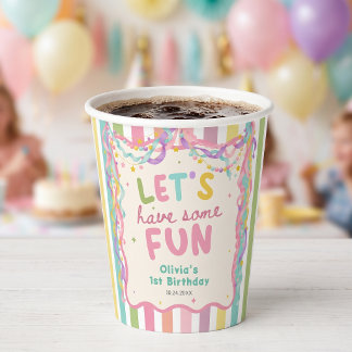 Farbige Launische Mädchen-Geburtstag-Papierbecher Pappbecher