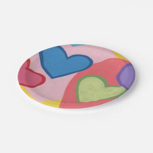 Farbige Layered Hearts Paper Teller (Schrägansicht)