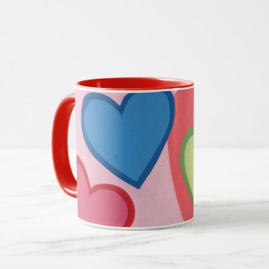 Farbige Layered Hearts Tasse und Cups (Vorderseite Links)