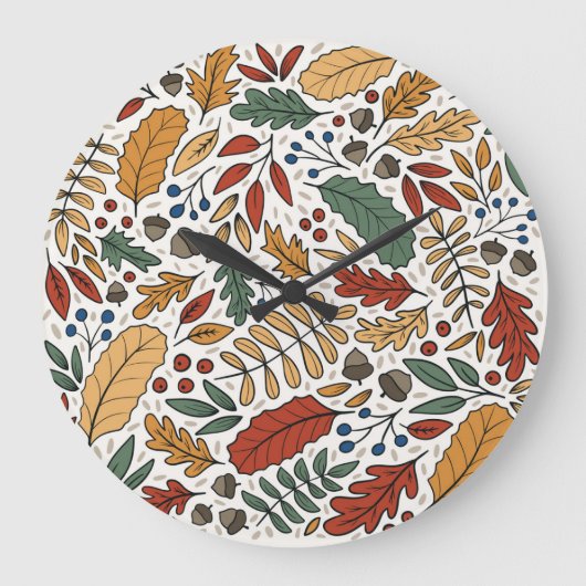 Farbige Leaf-Quadrat-Gestaltung im Herbst Große Wanduhr (Vorderseite)