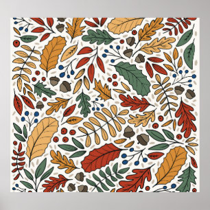 Farbige Leaf-Quadrat-Gestaltung im Herbst Poster