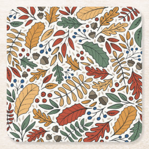 Farbige Leaf-Quadrat-Gestaltung im Herbst Rechteckiger Pappuntersetzer