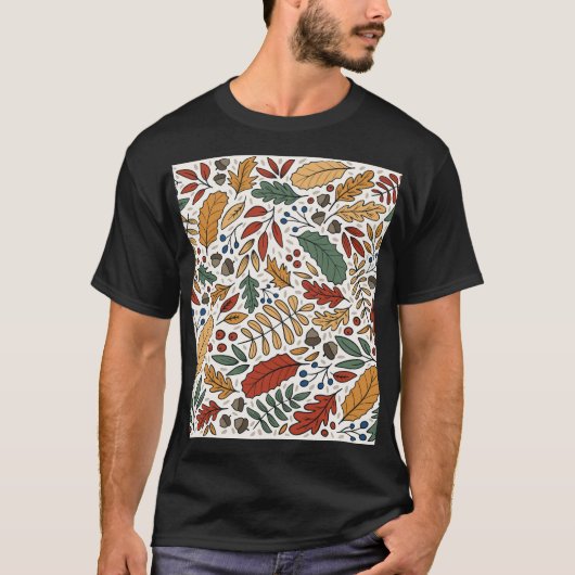 Farbige Leaf-Quadrat-Gestaltung im Herbst T-Shirt (Vorderseite)