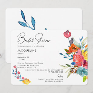 Farbige Lebendige Frühlingsflorale Hochzeitsshower Einladung