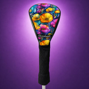 Farbige Lebendige Mohnblume Personalisiert Golf Headcover