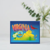 Farbige Lebendige Virginia-Karte Postkarte (Stehend Vorderseite)