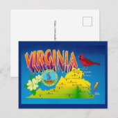 Farbige Lebendige Virginia-Karte Postkarte (Vorne/Hinten)