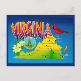 Farbige Lebendige Virginia-Karte Postkarte