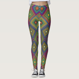 Farbige Leggings haben ein lebendiges geometrische