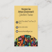 Farbige Lehrerin Bildung Cartoon Pen Muster Visitenkarte (Rückseite)