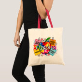 Farbige Lehrerin Regenbogen Apfel Lehrer-Tasche  Tragetasche (Vorderseite (Produkt))