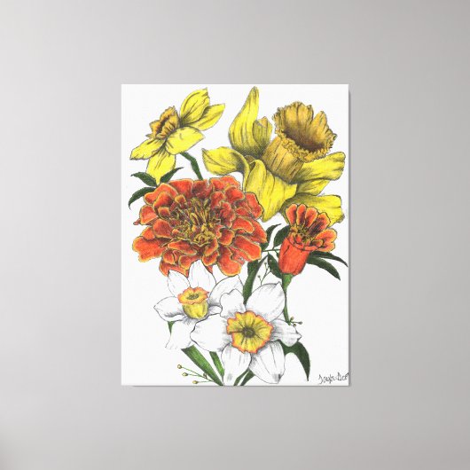Farbige Leinwand von Daffodil, Marigold und Narcis (Vorderseite)