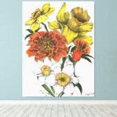 Farbige Leinwand von Daffodil, Marigold und Narcis (Insitu (Holzboden))