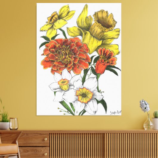 Farbige Leinwand von Daffodil, Marigold und Narcis (Insitu (Wohnzimmer))