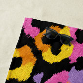 Farbige Leopard Print Retro Glam Mit Monogramm Nam Strandtuch (Beispiel)