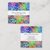 Farbige Leopard Print Square Business Card Quadratische Visitenkarte (Vorne/Hinten)