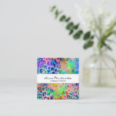 Farbige Leopard Print Square Business Card Quadratische Visitenkarte (Stehend Vorderseite)