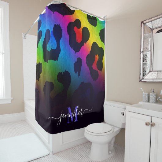 Farbige Leopardendrucke Duschvorhang (Beispiel)