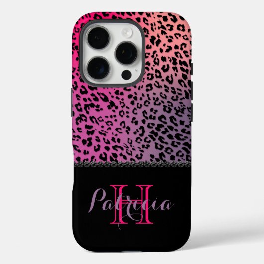 Farbige Leopardendrucke & schwarze Diamanten Case-Mate iPhone Hülle (Rückseite)