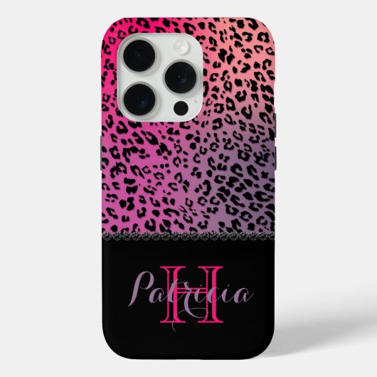Farbige Leopardendrucke & schwarze Diamanten Case-Mate iPhone Hülle (Rückseite)