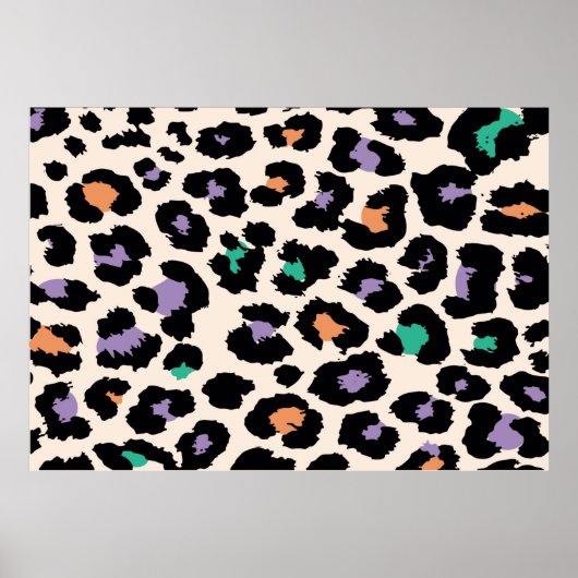 Farbige Leopardengestaltung und Hintergrunddruck Poster (Vorne)