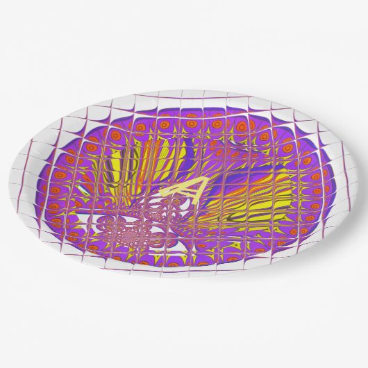 Farbige Letter-A-Logo-Teller Pappteller (Schrägansicht)