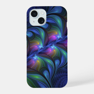 Farbige Leuchtende Abstrakte Blaue Rosa Grüne Frak iPhone 15 Hülle