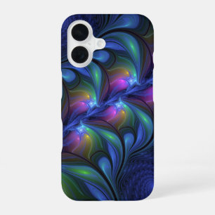 Farbige Leuchtende Abstrakte Blaue Rosa Grüne Frak iPhone 16 Hülle