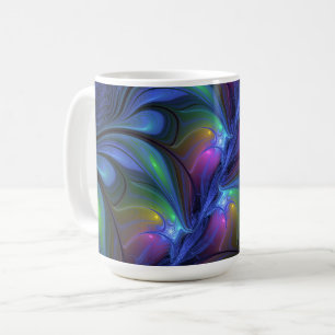 Farbige Leuchtende Abstrakte Blaue Rosa Grüne Frak Kaffeetasse
