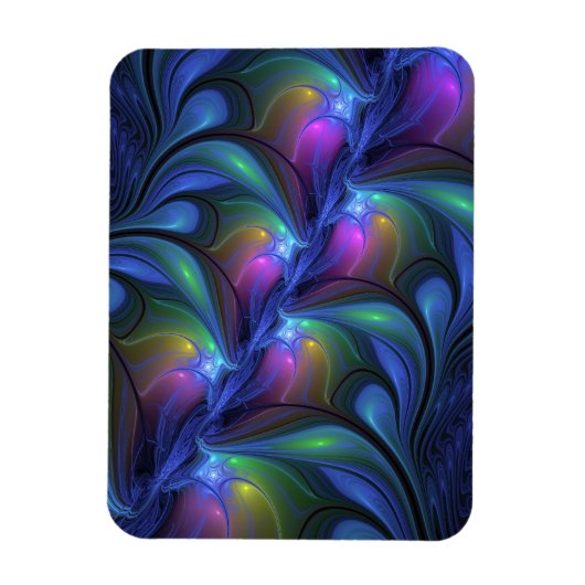 Farbige Leuchtende Abstrakte Blaue Rosa Grüne Frak Magnet (Vertikal)