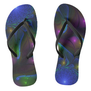 Farbige Leuchtende Abstrakte Moderne Trippy-Frakta Badesandalen
