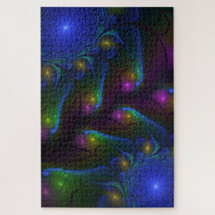 Farbige Leuchtende Abstrakte Moderne Trippy-Frakta Puzzle