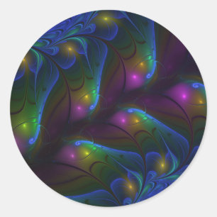 Farbige Leuchtende Abstrakte Moderne Trippy-Frakta Runder Aufkleber