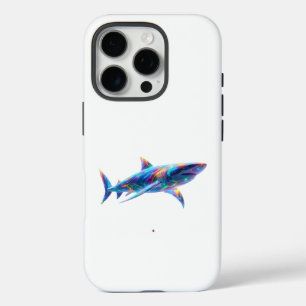 Farbige leuchtende Hai-Kunst – Neon-Ozean-Tier iPhone 16 Pro Hülle