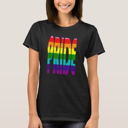 Farbige LGBT Rainbow Text LGBTQ Gay Pride-Unterstü T-Shirt (Vorderseite)