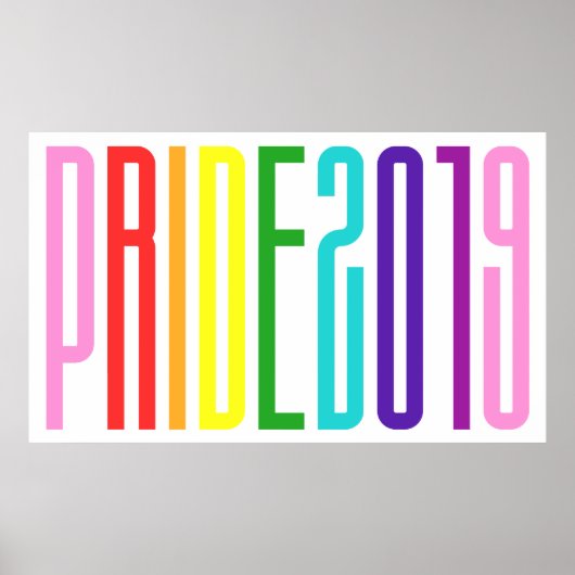 Farbige LGBT-Regenbogenfarben Gay Pride 2019 Poster (Vorne)