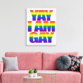 Farbige LGBT-Regenbogenflagge Text Yay I bin Gay P Leinwanddruck (Insitu (Wohnzimmer))