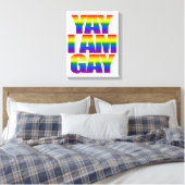 Farbige LGBT-Regenbogenflagge Text Yay I bin Gay P Leinwanddruck (Insitu (Schlafzimmer))