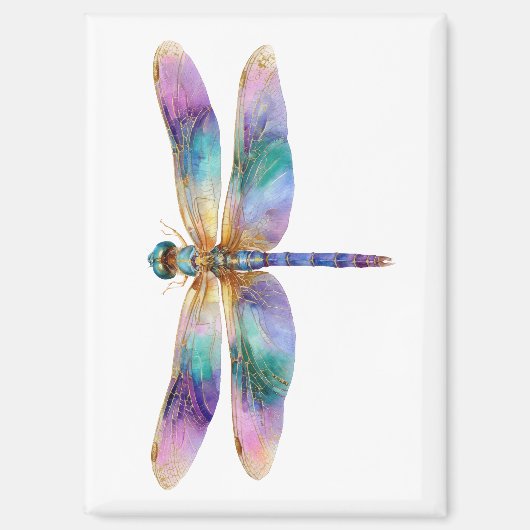 Farbige Libelle – Irisierende Naturkunst Magnet (Vorderseite)