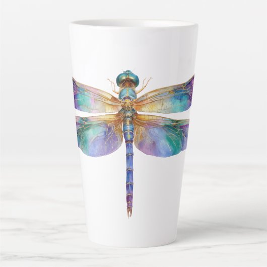 Farbige Libelle – Irisierende Naturkunst Milchtasse (Vorderseite)
