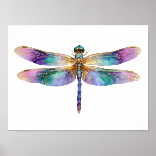 Farbige Libelle – Irisierende Naturkunst Poster (Vorne)