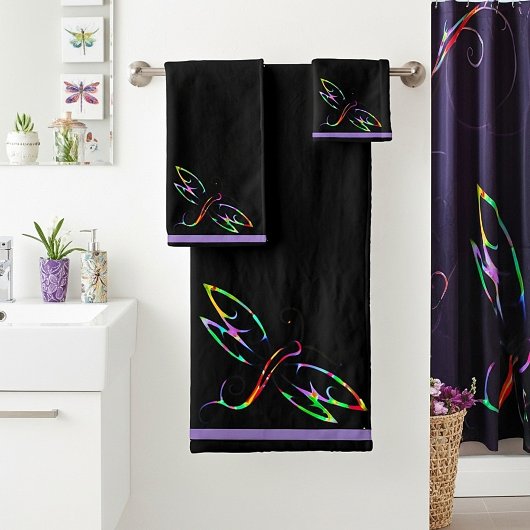 Farbige Libellen Badehandtuch Set