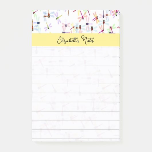 Farbige Libellen personalisiert Post-it Klebezettel (Vorderseite)