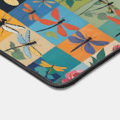 Farbige Libellen und Rosen Patchwork Schreibtischunterlage (Ecke)