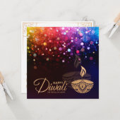 Farbige Lichter Happy Diwali Card Karte (Vorderseite/Rückseite Beispiel)